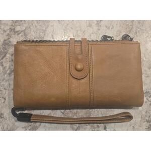 Roulens Brown Leather Wallet +Wrist Strap